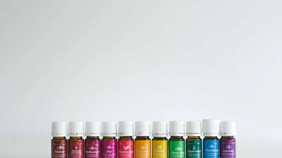 Set of essential oil bottles